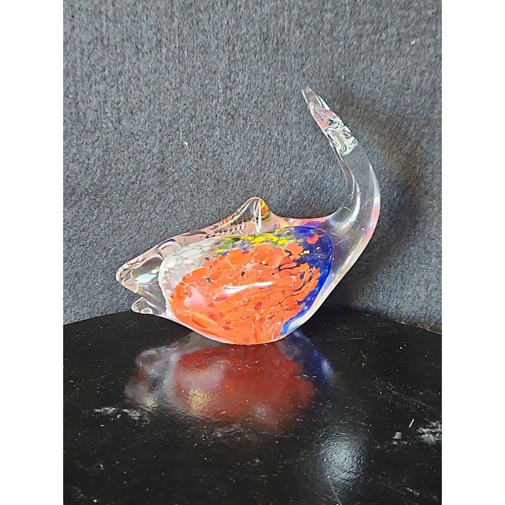 Murano Art Glass Yellow Red Orange Blue Fish Glass Sculpture